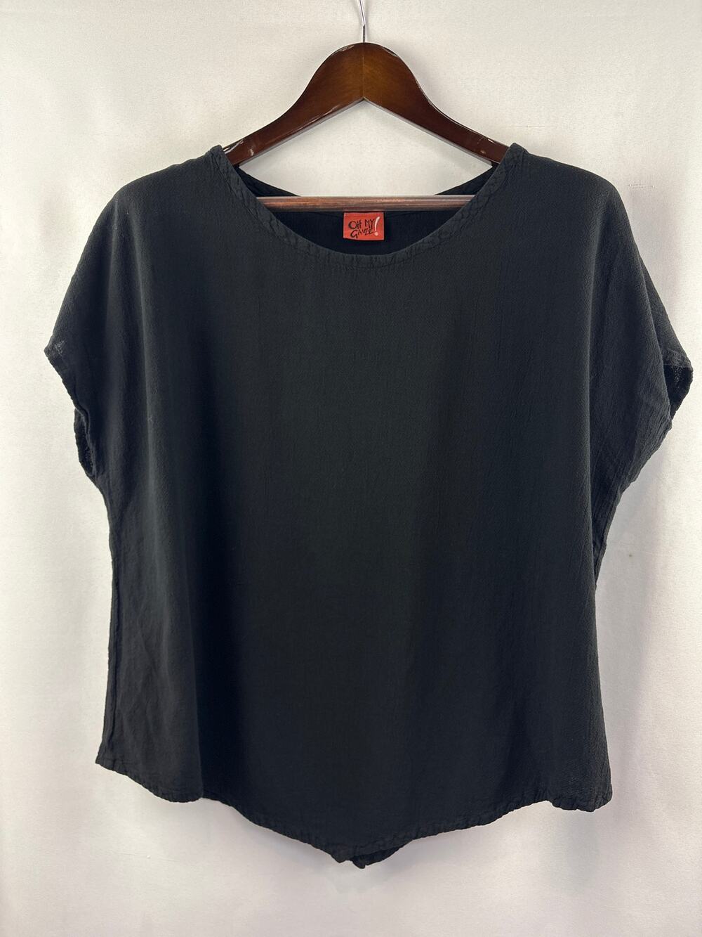 Women’s Oh My Gauze! XXL Black Short Sleeve Blouse